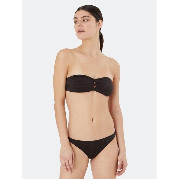 Onia Allegra Button- Embellish Bandeau Bikini Top in Black Small - Picture 13 of 13